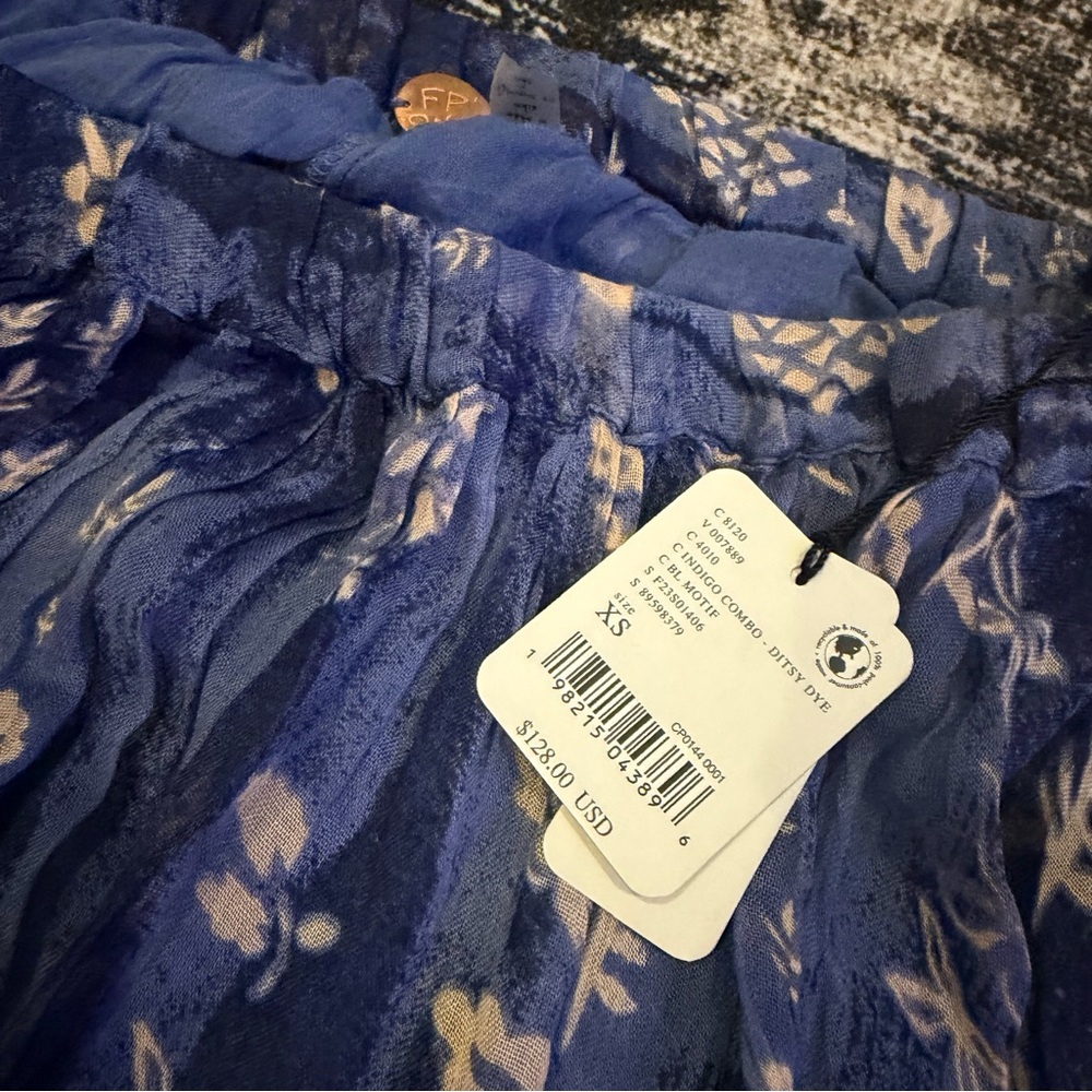 NWT Free People Asymmetrical Blue Floral Skirt - Picture 2 of 4